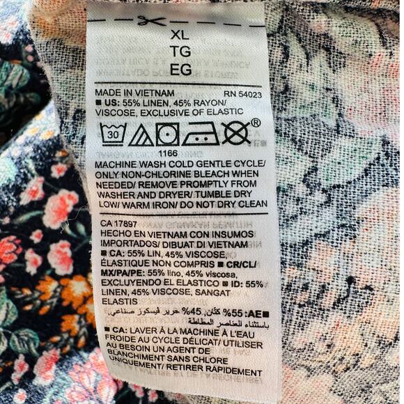 Old Navy Blue Multi Color Floral V-Neck Smocked Back Summer Dress XL - Picture 10 of 13